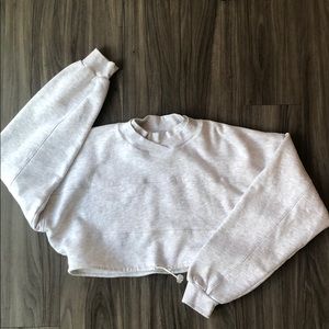 Joah Brown Draw Cord Crop Crew Sweatshirt